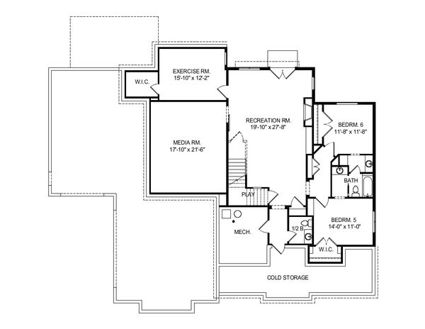 Architectural House Design - Craftsman Floor Plan - Lower Floor Plan #920-102