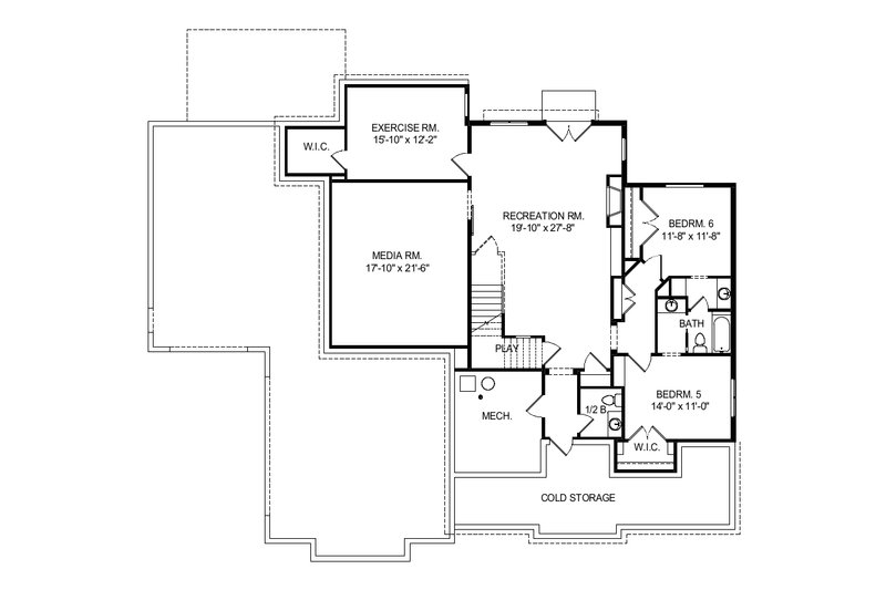 Dream House Plan - Floor Plan - Lower Floor for Craftsman House Plan #920-102 - 4 bed, 2.5 bath