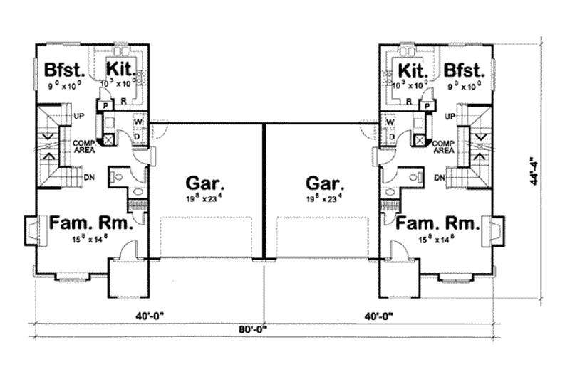 Architectural House Design - Floor Plan - Main Floor for Cottage House Plan #20-1344 - 3 bed, 2.5 bath