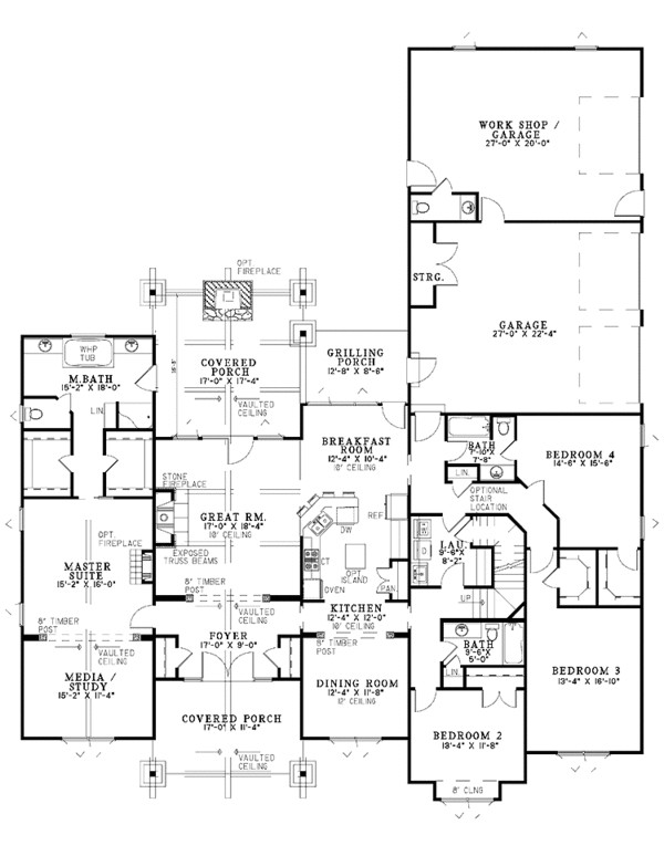 Architectural House Design - Country Floor Plan - Main Floor Plan #17-3313