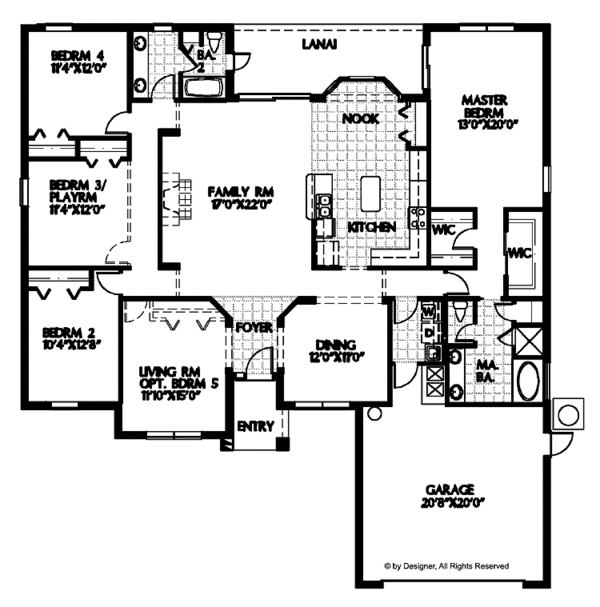 Architectural House Design - Mediterranean Floor Plan - Main Floor Plan #999-103
