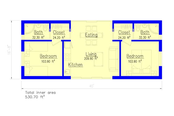 Floor Plan - Main Floor for Modern House Plan #549-29 - 2 bed, 2 bath