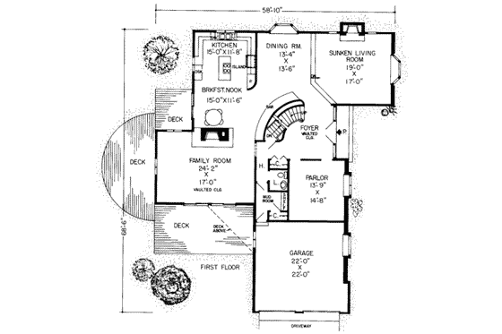 Floor Plan - Main Floor for Tudor House Plan #312-174 - 3 bed, 2.5 bath