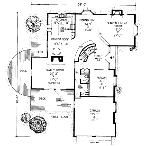 Tudor Floor Plan - Main Floor Plan #312-174