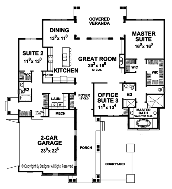 House Plan Design - European Floor Plan - Main Floor Plan #20-2251