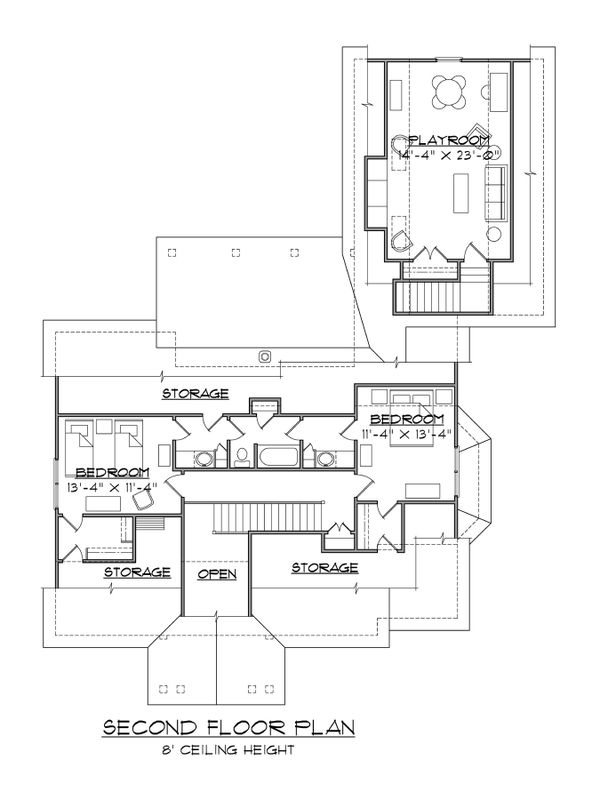House Blueprint - Craftsman Floor Plan - Upper Floor Plan #1054-62