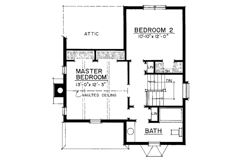Home Plan - Floor Plan - Upper Floor for Craftsman House Plan #1016-3 - 2 bed, 1.5 bath