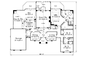 Floor Plan - Main Floor for Mediterranean House Plan #57-123 - 3 bed, 2.5 bath