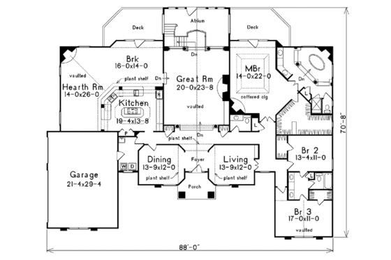 Floor Plan - Main Floor for Mediterranean House Plan #57-123 - 3 bed, 2.5 bath