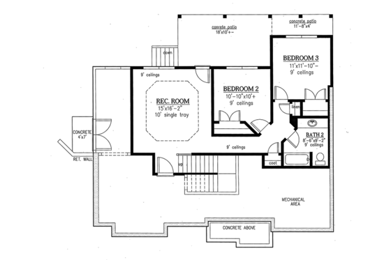 Floor Plan - Lower Floor for Ranch House Plan #437-77 - 3 bed, 2.5 bath