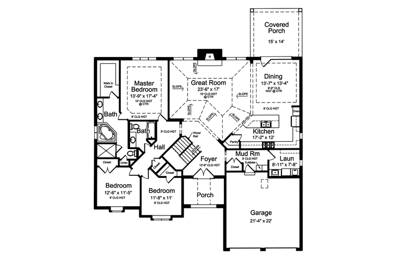 Home Plan - Floor Plan - Main Floor for European House Plan #46-851 - 3 bed, 2 bath
