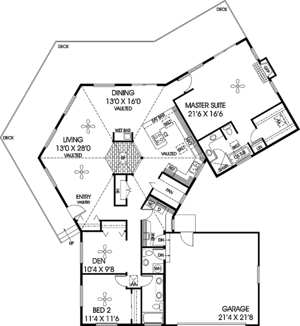Architectural House Design - Contemporary Floor Plan - Main Floor Plan #60-1004