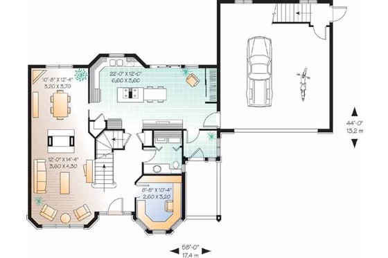 Floor Plan - Main Floor for European House Plan #23-2450 - 3 bed, 2.5 bath