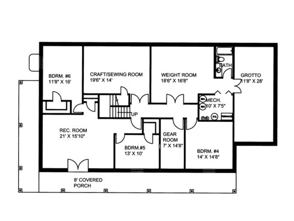 House Design - Colonial Floor Plan - Lower Floor Plan #117-845