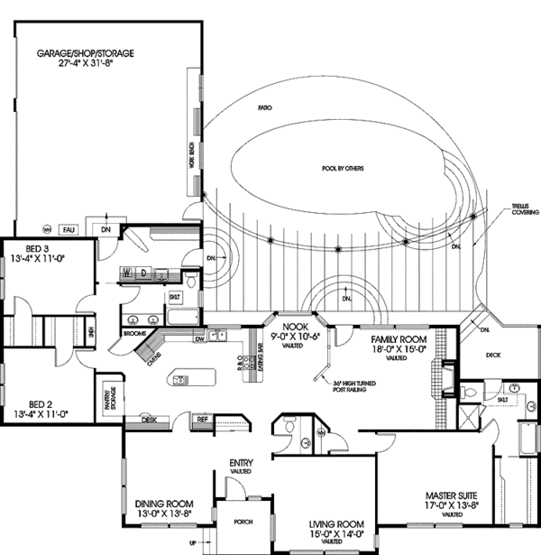 Architectural House Design - Ranch Floor Plan - Main Floor Plan #60-804