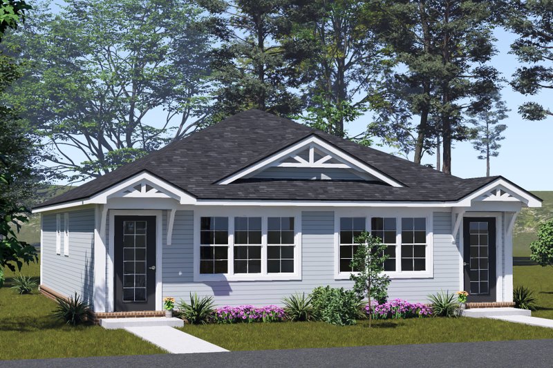 House Blueprint - Exterior - Front Elevation 2 for Craftsman House Plan #513-2436 - 1 bed, 1 bath