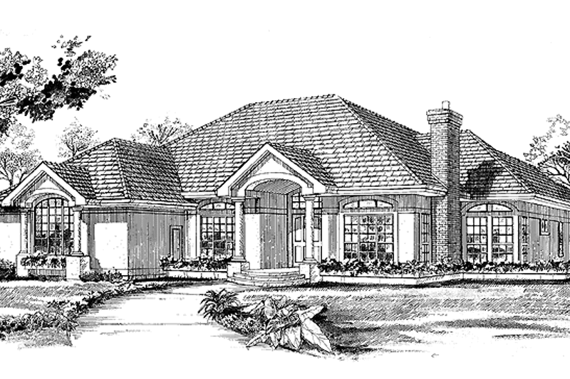 Dream House Plan - Mediterranean Exterior - Front Elevation Plan #47-854