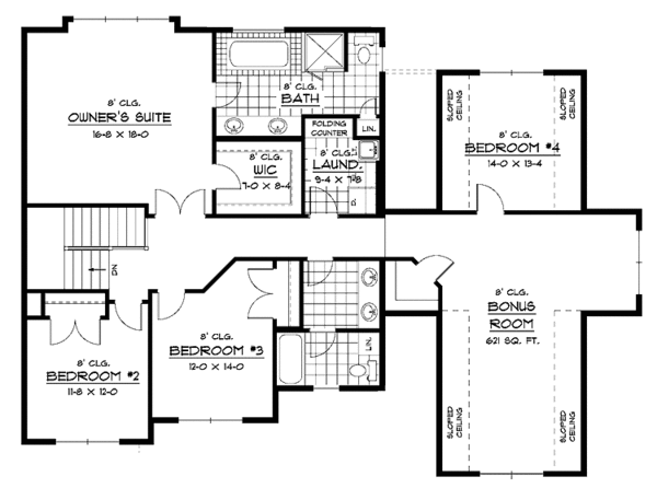Dream House Plan - Traditional Floor Plan - Upper Floor Plan #51-665