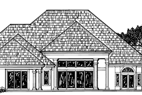 Exterior - Rear Elevation for Classical House Plan #930-52 - 3 bed, 3.5 bath