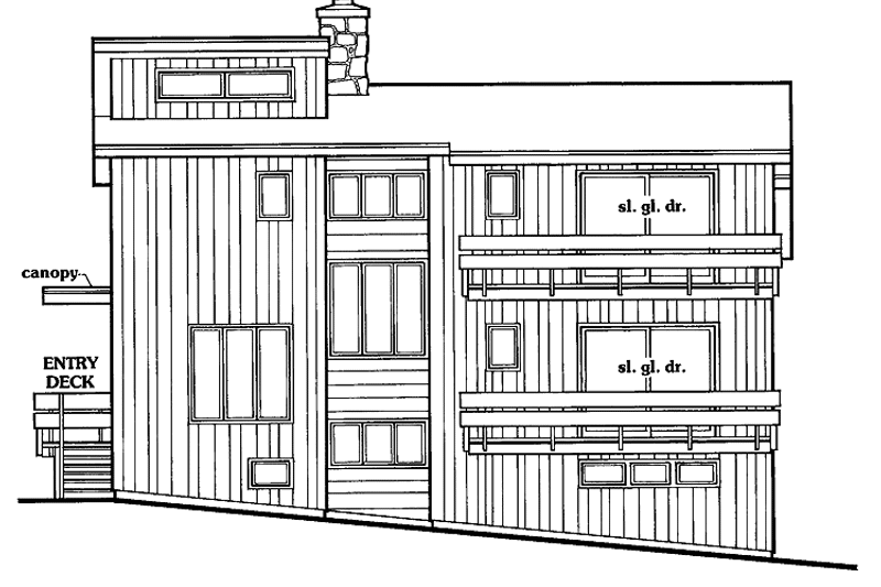 Home Plan - Exterior - Rear Elevation for Contemporary House Plan #456-69 - 3 bed, 3.5 bath