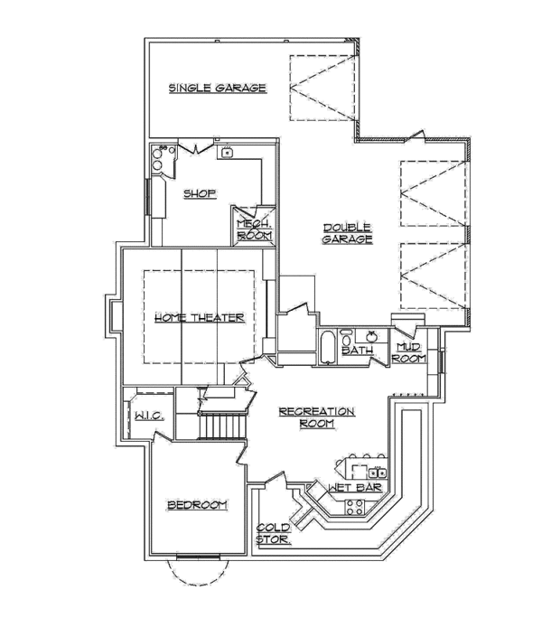 House Blueprint - Country Floor Plan - Lower Floor Plan #945-78