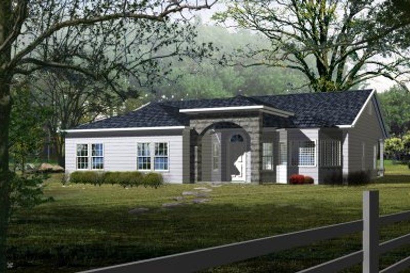 House Blueprint - Adobe / Southwestern Exterior - Front Elevation Plan #1-427