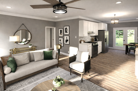 Interior - Family Room for Traditional House Plan #44-308 - 6 bed, 4 bath