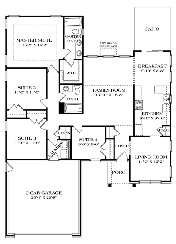 House Design - Colonial Floor Plan - Main Floor Plan #453-628