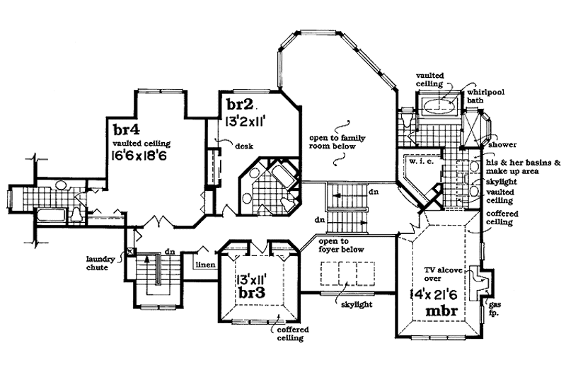 Dream House Plan - Floor Plan - Upper Floor for European House Plan #47-1014 - 4 bed, 4.5 bath
