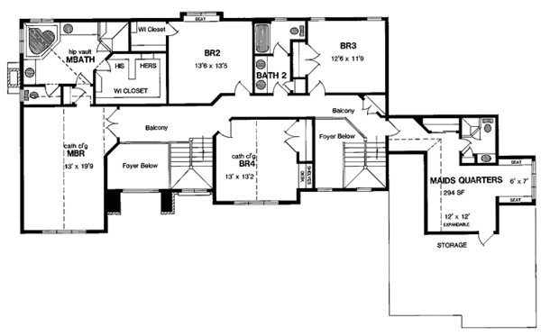 House Design - Traditional Floor Plan - Upper Floor Plan #316-227