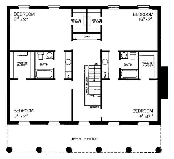 House Design - Classical Floor Plan - Upper Floor Plan #72-832