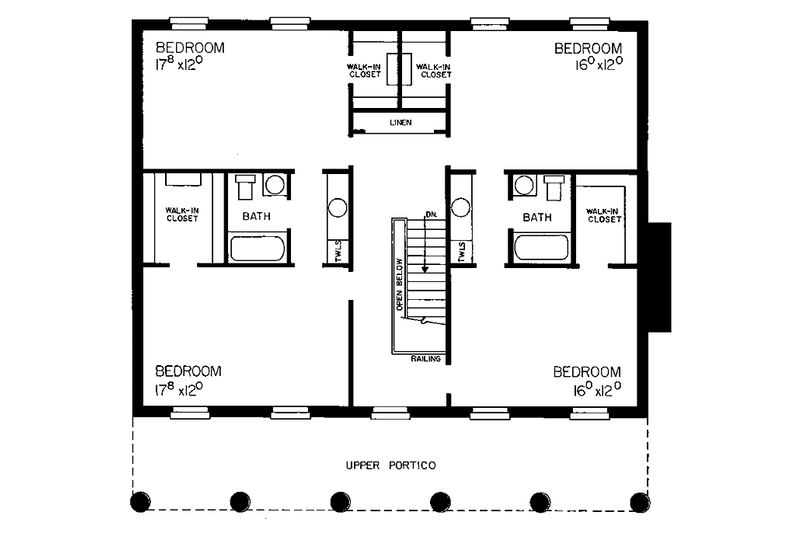 Home Plan - Floor Plan - Upper Floor for Classical House Plan #72-832 - 5 bed, 3.5 bath