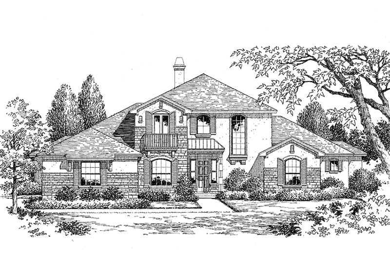 Home Plan - Exterior - Front Elevation 3 for Country House Plan #999-56 - 4 bed, 4 bath