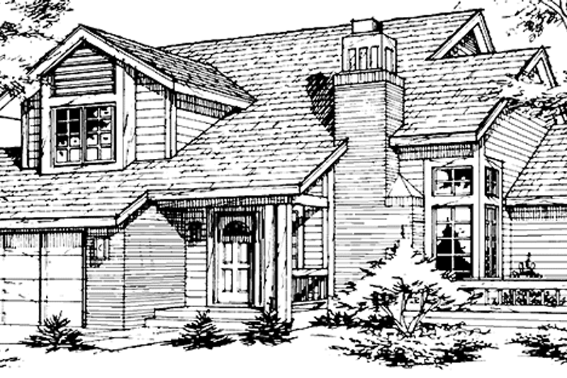 Architectural House Design - Prairie Exterior - Front Elevation Plan #320-1052