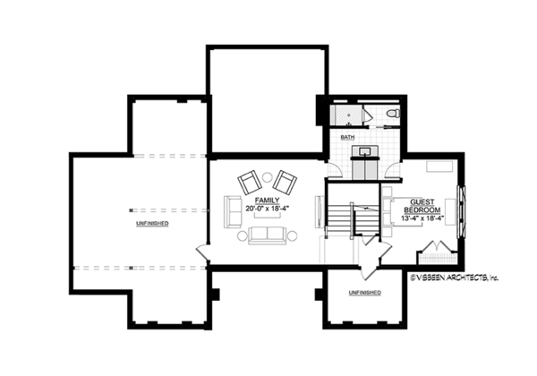 Architectural House Design - Contemporary Floor Plan - Lower Floor Plan #928-291