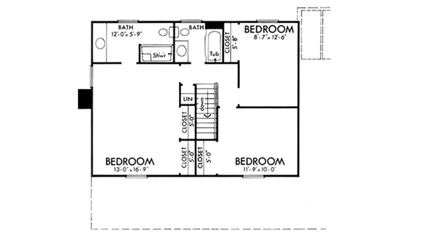 House Plan Design - Country Floor Plan - Upper Floor Plan #320-1256