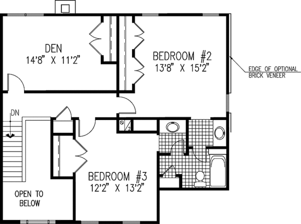 Architectural House Design - Colonial Floor Plan - Upper Floor Plan #953-63