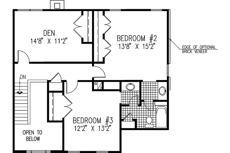 Home Plan - Floor Plan - Upper Floor for Colonial House Plan #953-63 - 3 bed, 2.5 bath