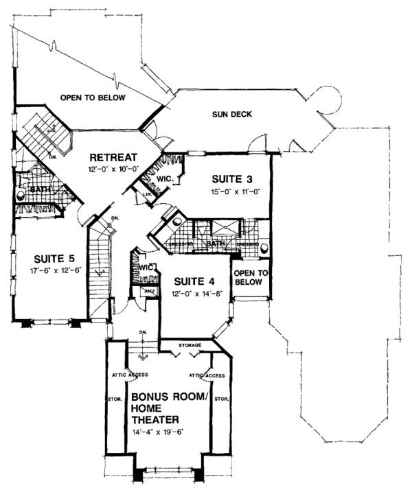 House Blueprint - Mediterranean Floor Plan - Upper Floor Plan #1007-37