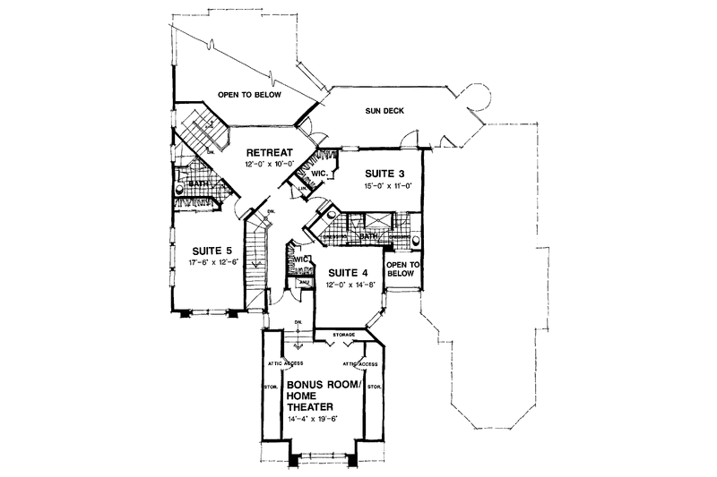 Dream House Plan - Floor Plan - Upper Floor for Mediterranean House Plan #1007-37 - 5 bed, 4 bath