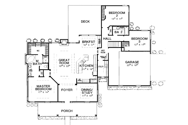 Home Plan - Floor Plan - Main Floor for Country House Plan #472-263 - 3 bed, 2 bath
