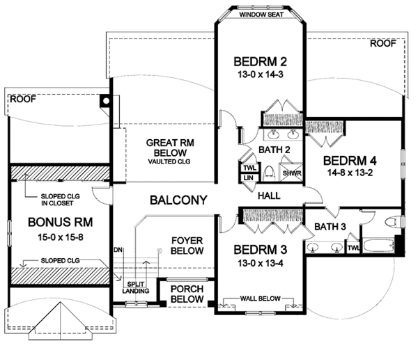 Dream House Plan - Traditional Floor Plan - Upper Floor Plan #328-419