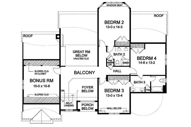 Dream House Plan - Floor Plan - Upper Floor for Traditional House Plan #328-419 - 4 bed, 3.5 bath