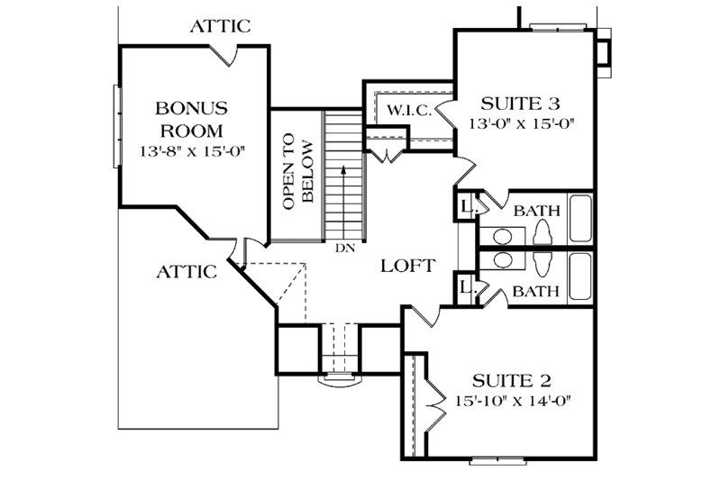 Home Plan - Floor Plan - Upper Floor for Country House Plan #453-395 - 4 bed, 3 bath