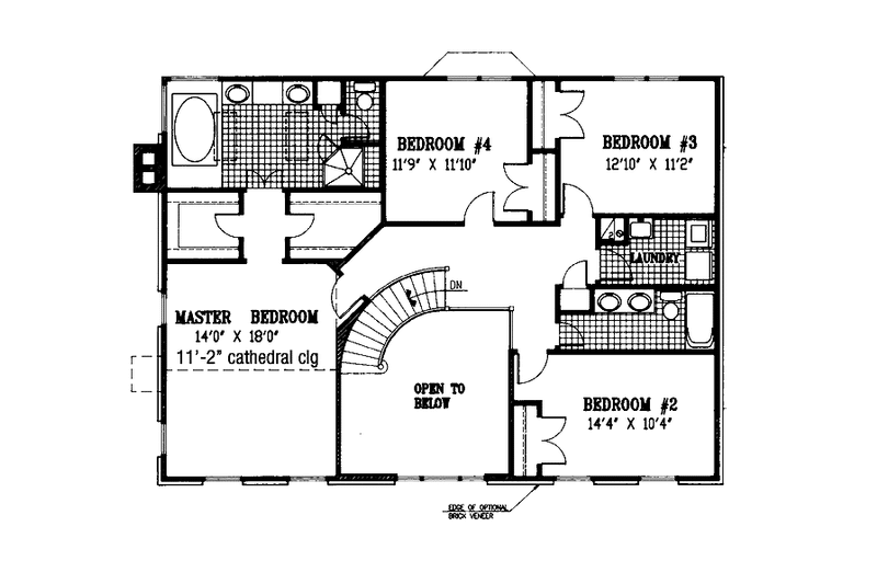 Architectural House Design - Floor Plan - Upper Floor for Colonial House Plan #953-14 - 4 bed, 2.5 bath
