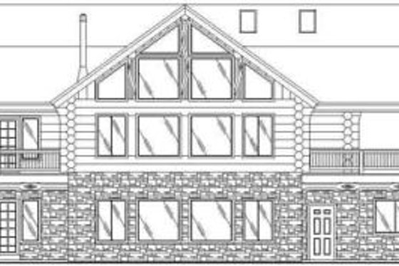 Exterior - Rear Elevation for Log House Plan #117-115 - 3 bed, 3 bath