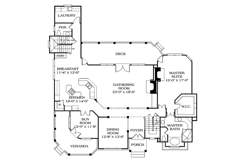 House Plan Design - Floor Plan - Main Floor for Traditional House Plan #453-310 - 4 bed, 3.5 bath