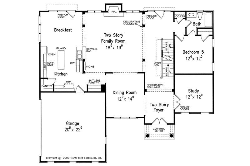 House Blueprint - Floor Plan - Main Floor for Colonial House Plan #927-858 - 5 bed, 4 bath
