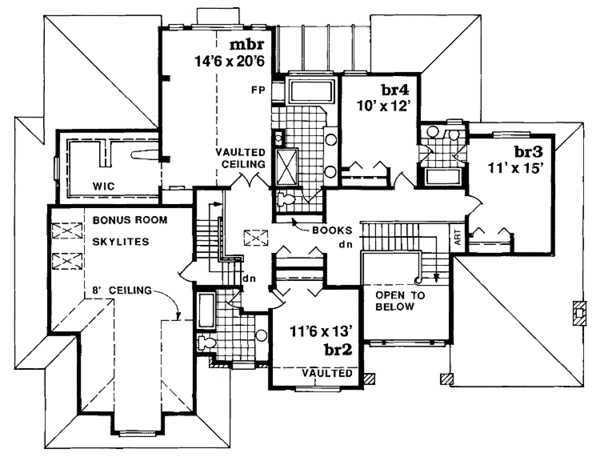 House Blueprint - European Floor Plan - Upper Floor Plan #47-873