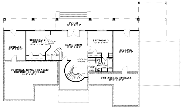 Dream House Plan - Traditional Floor Plan - Lower Floor Plan #17-589